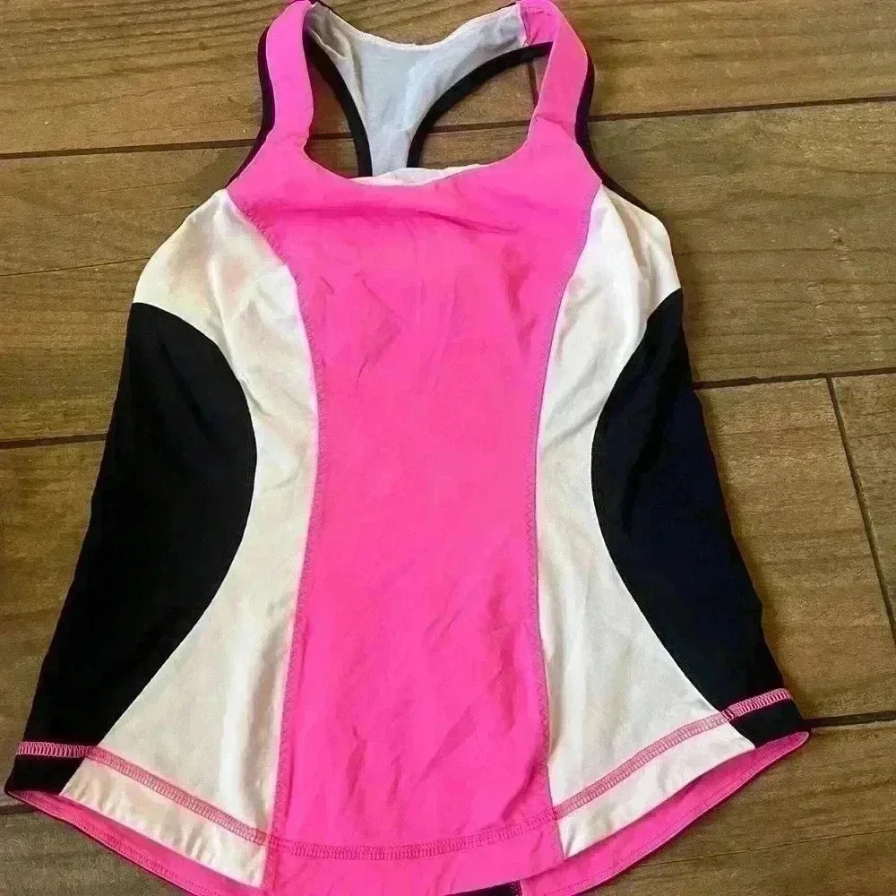 Lululemon Cardio Kick Tank Pinkelicious / Parfait Pink / Black size 8 - Picture 3 of 5
